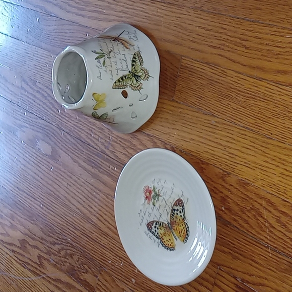 Yankee Candle butterfly ceramic base plate and shade
